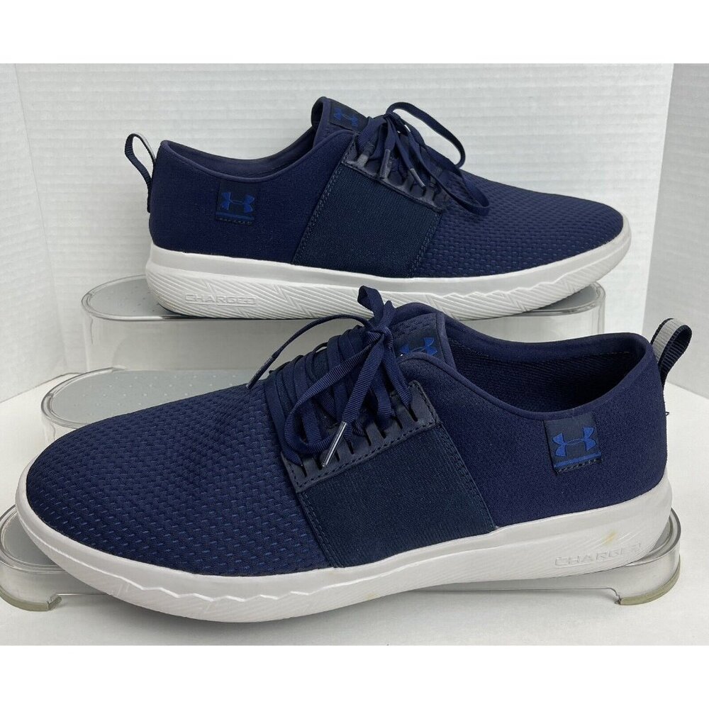 Men's Size 13 Under Armour Charged Blue Running Shoes 1302497-401 - Picture 2 of 12